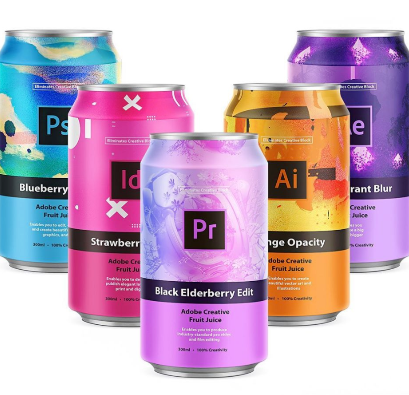 Adobe软件主题饮料包装设计效果