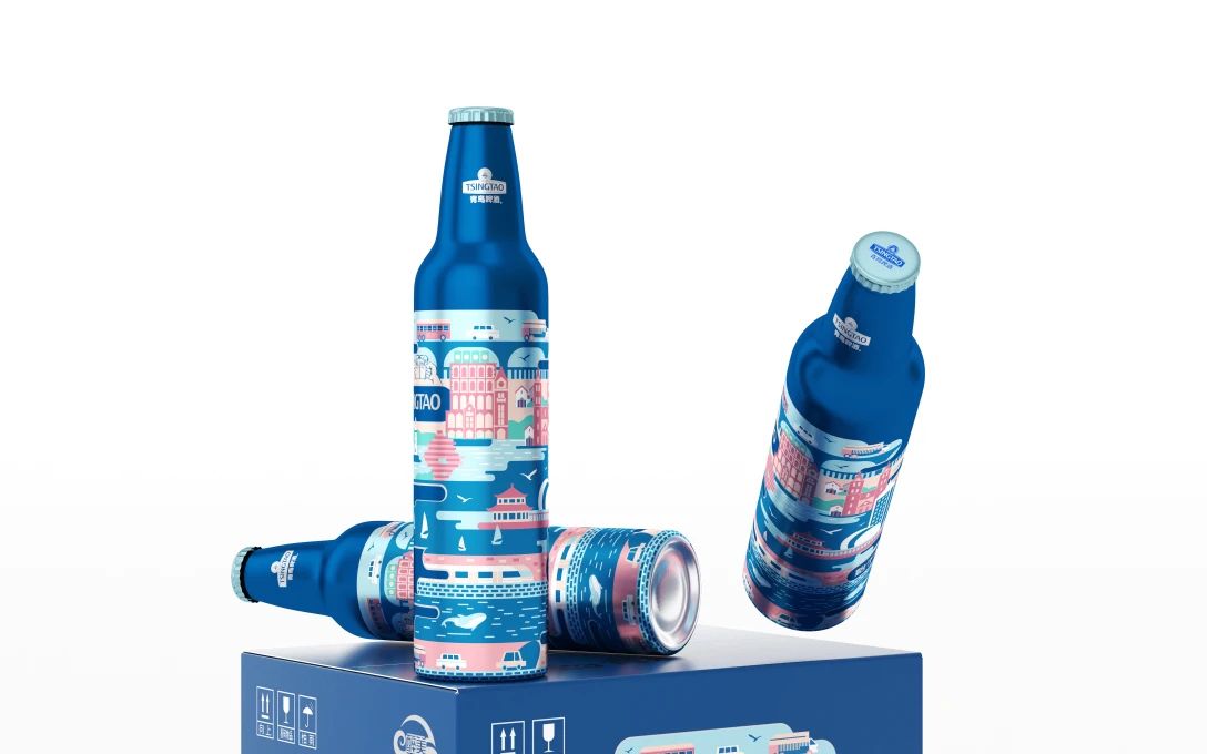 青岛啤酒之醉美青岛铝瓶包装设计视觉效果