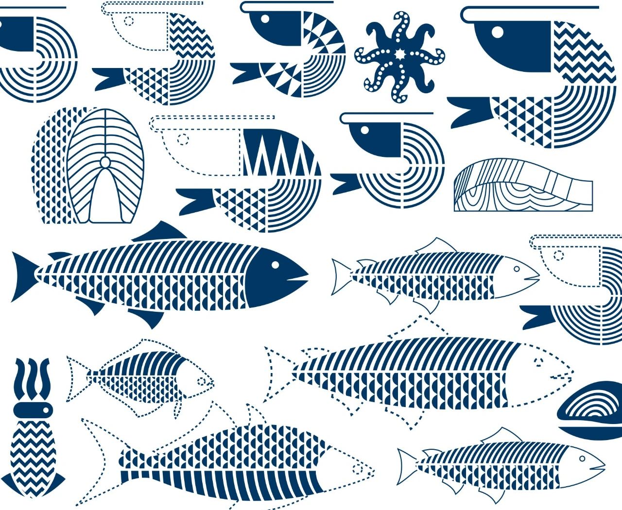 俄罗斯Fish&More海鲜食品包装设计图案