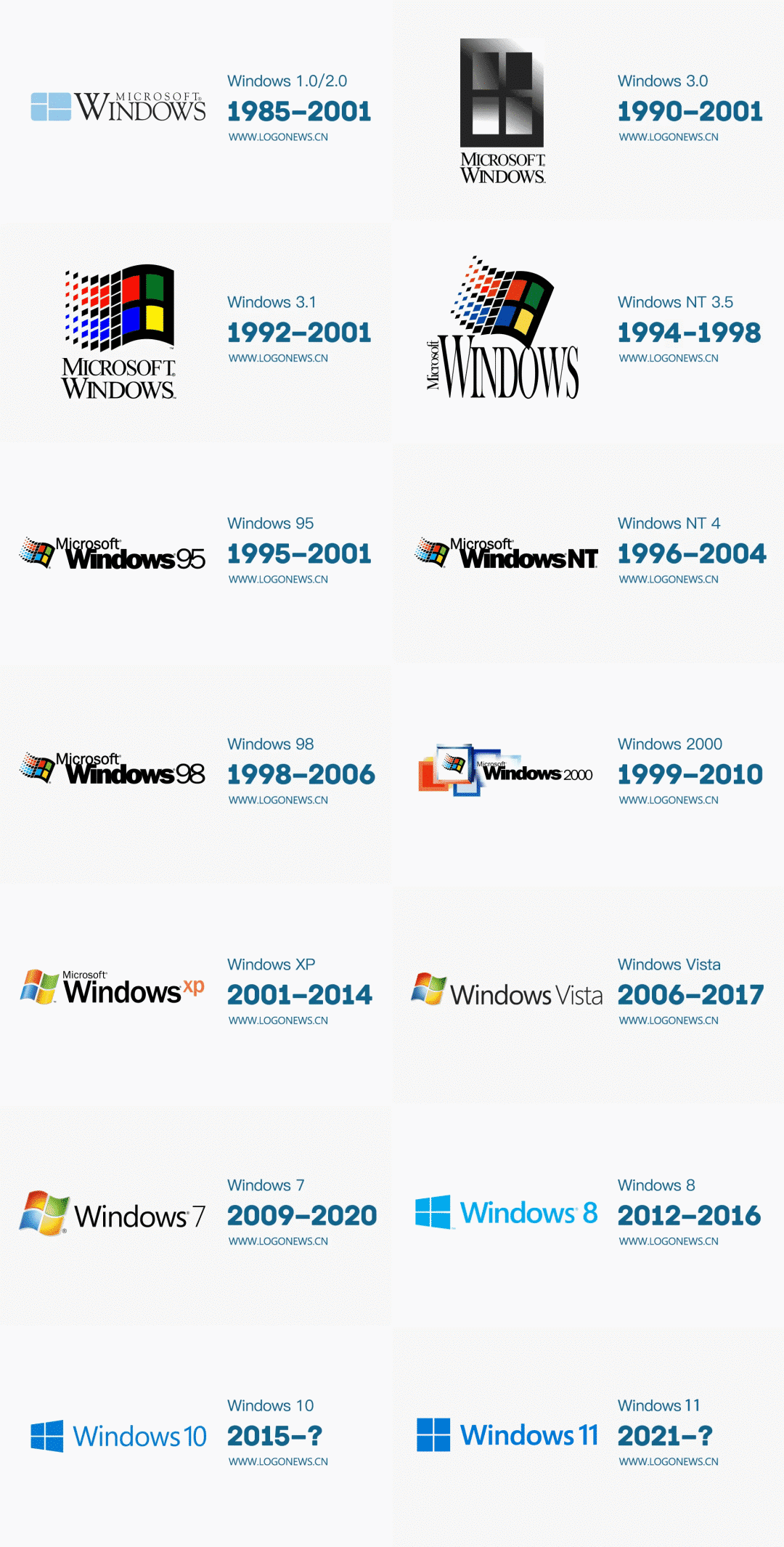 微软Windows 11系统LOGO设计演变历程